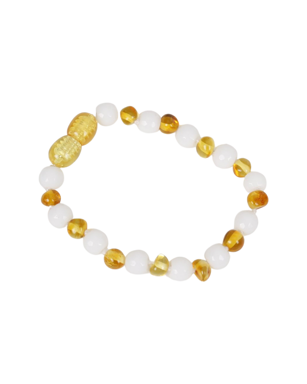 PULSERA ÁMBAR HONEY CON ÁGATA BLANCO BEBÉ/ NIÑO - Ambar A la ru ru