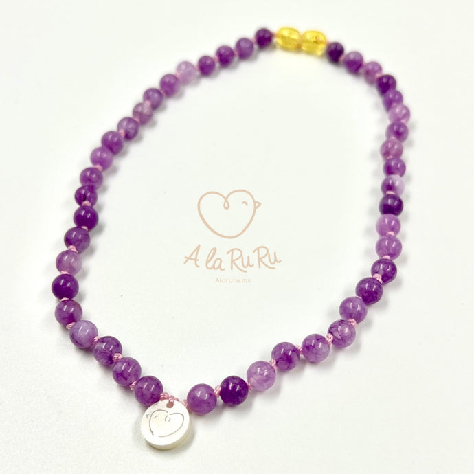 COLLAR AMATISTA Y BIRD MADRE PERLA ADULTO