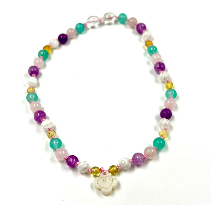 COLLAR CLAIRE ÁMBAR HONEY Y BIRDIE DE MADRE PERLA.