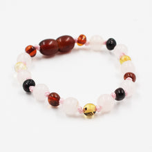 PULSERA ÁMBAR COMBINADO CON ÁGATA ROSA BEBÉ / NIÑO - Ambar A la ru ru 