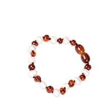 PULSERA ÁMBAR COGNAC CON PERLA DE RIO BEBÉ / NIÑO - Ambar A la ru ru 