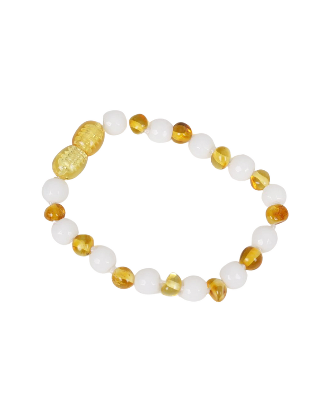 PULSERA ÁMBAR HONEY CON ÁGATA BLANCO BEBÉ/ NIÑO - Ambar A la ru ru 