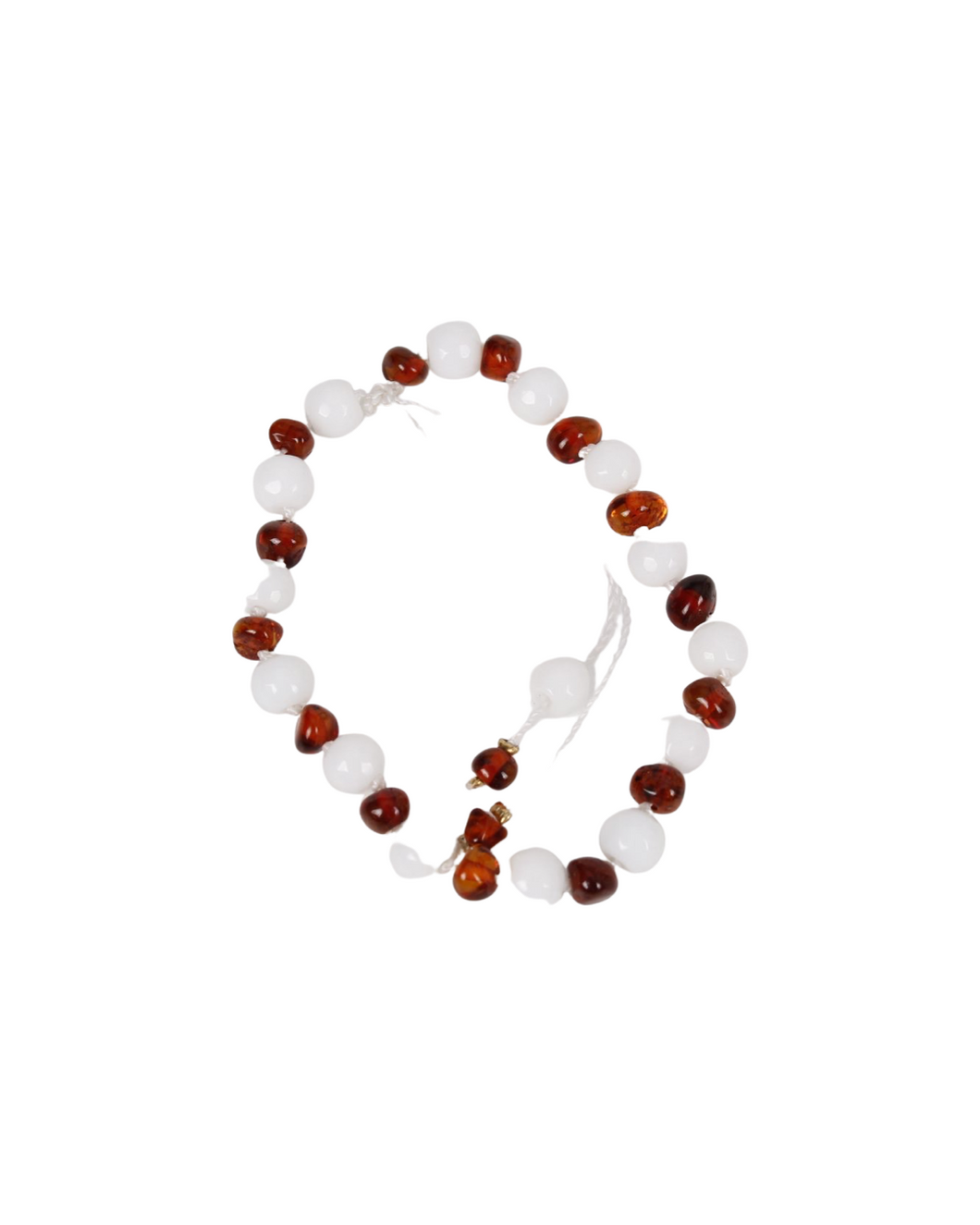 PULSERA ÁMBAR ÁGATA BLANCO CON COGNAC ADULTO - Ambar A la ru ru 