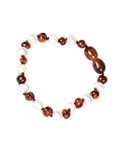 PULSERA ÁMBAR COGNAC CON PERLA DE RIO BEBÉ / NIÑO - Ambar A la ru ru 